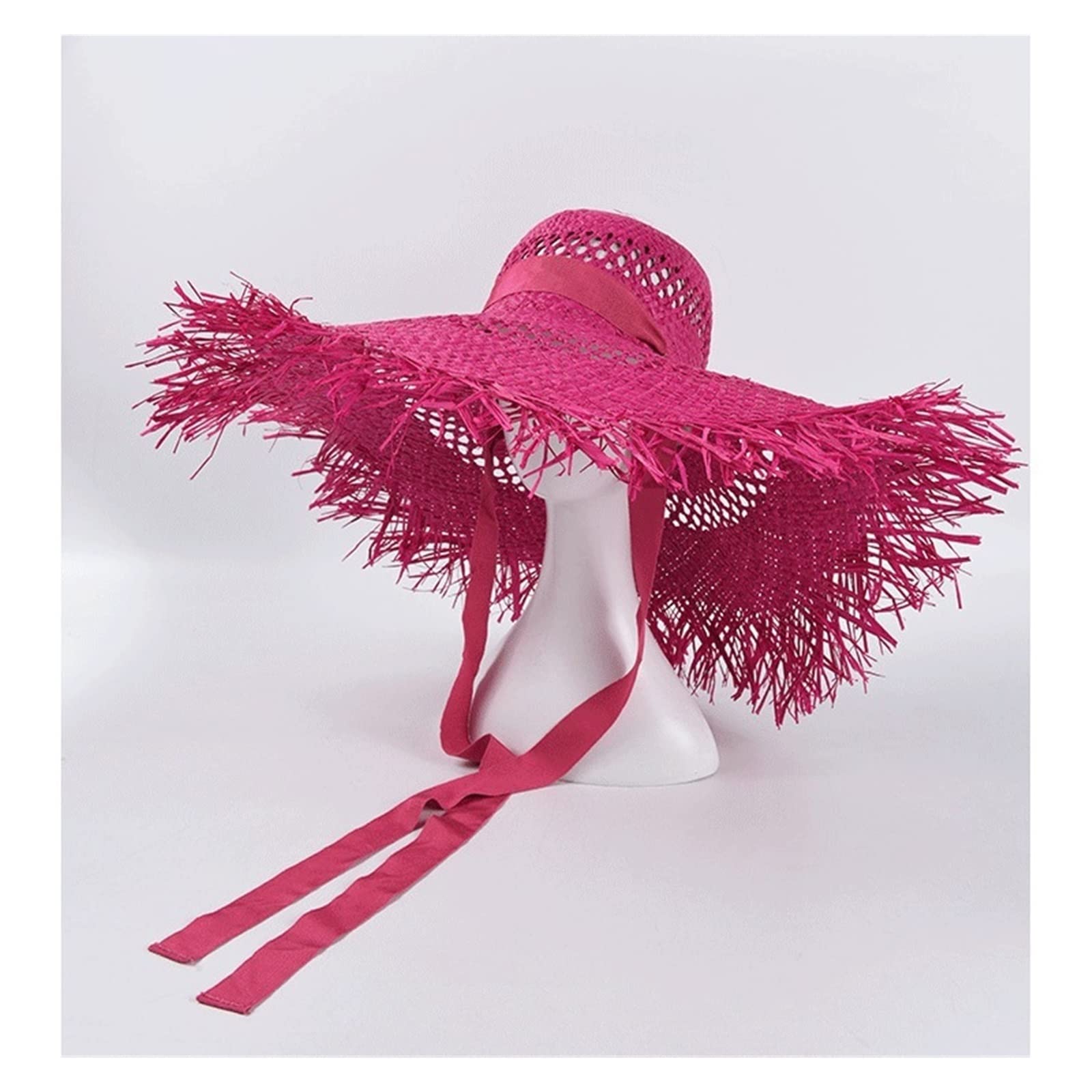 Bast-Strandhüte für Damen, breiter Krempe, Sonnenhut, Damen, hohl, atmungsaktiv, für den Sommer, kühl