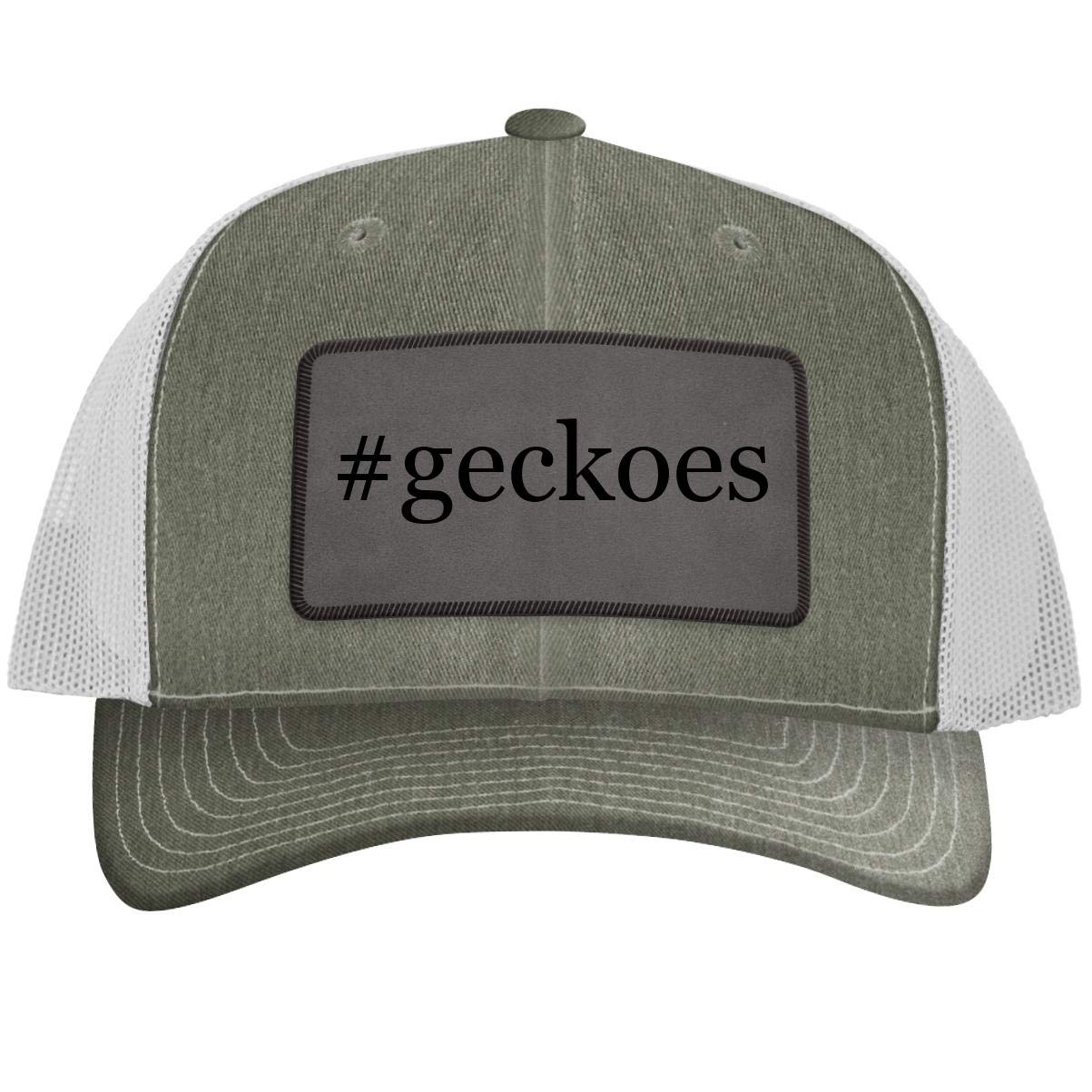 One Legging it Around #Geckoes - Leather Hashtag Grey Patch Engraved Trucker Hat