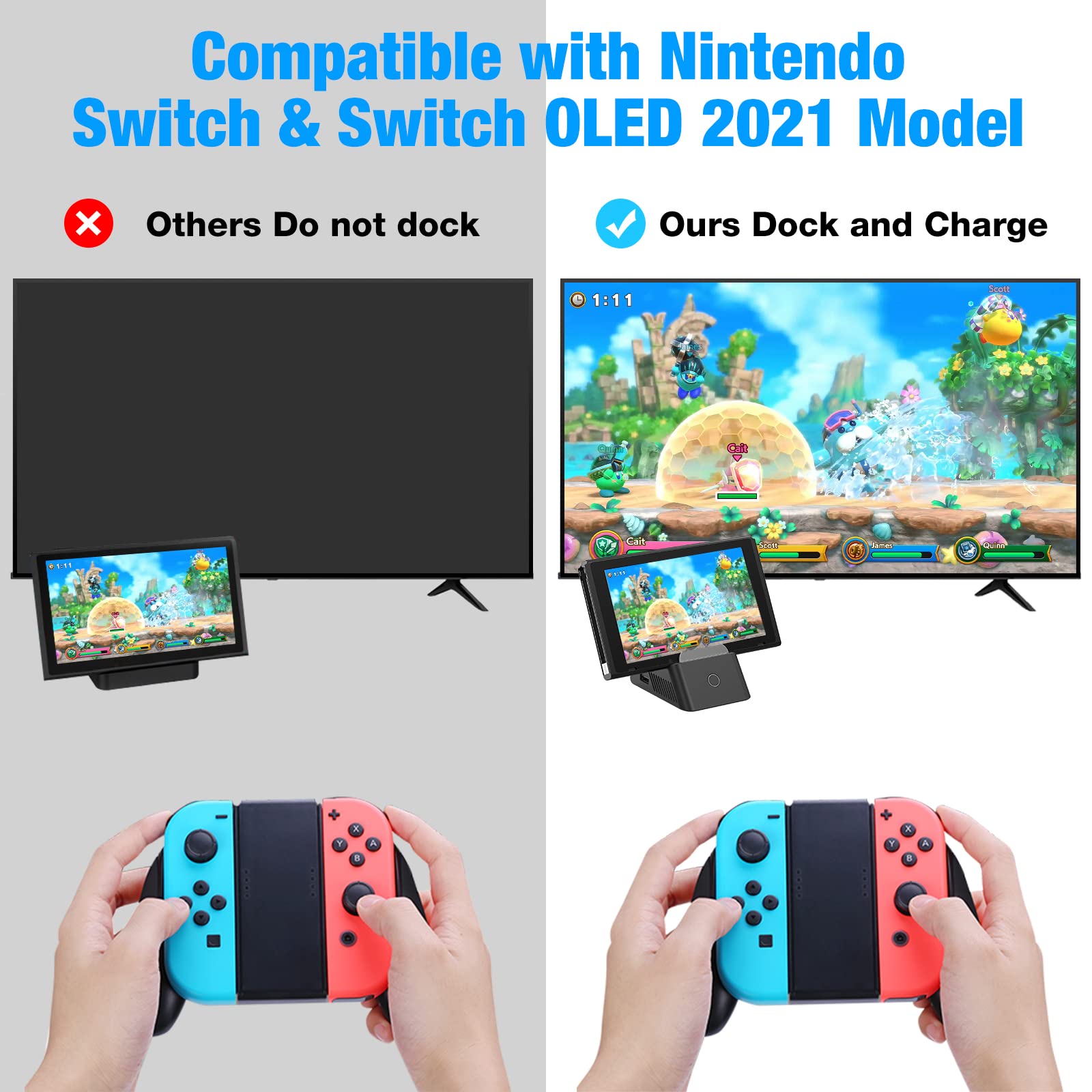 Switch Docking Station für Nintendo Switch/Switch OLED Ladegerät,Switch Dock Tragbare Ladestation für Nintendo Switch/Switch OLED TV Konsolenmodus Kompatibel mit HDMI,USB 3.0 Port,Type-C