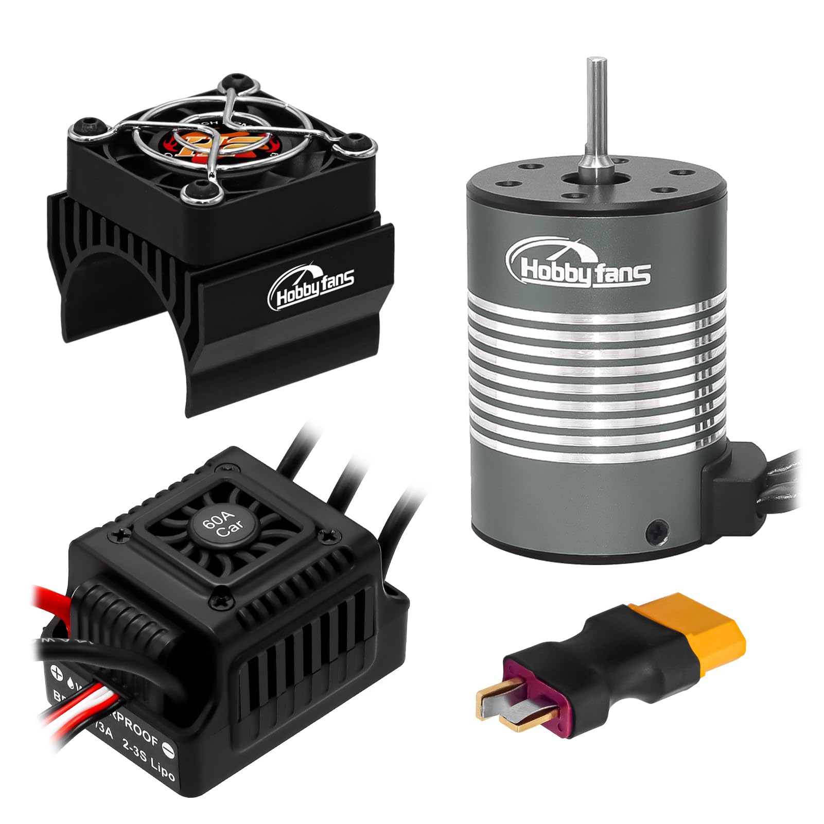 Impermeabile S3650 4300KV Motore Brushless Albero 3.175mm con 60A Senseless Brushless ESC Elettrico Controller Combo Set e Dissipatore di Calore per 1/10 RC Auto Truck, Nero
