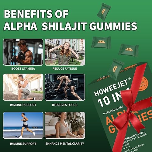 Miniatura 8 de Gomitas Alpha Shilajit 10 en 1 para hombres 4000 mg de gomitas Shilajit puras del Himalaya, Tongkat Ali, raíz de maca, ácido fúlvico, jengibre