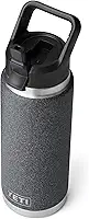 YETI Garrafa Rambler de 740 ml, isolada a vácuo, aço inoxidável com tampa de palha, pedra preta