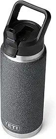 YETI Garrafa Rambler de 740 ml, isolada a vácuo, aço inoxidável com tampa de palha, pedra preta