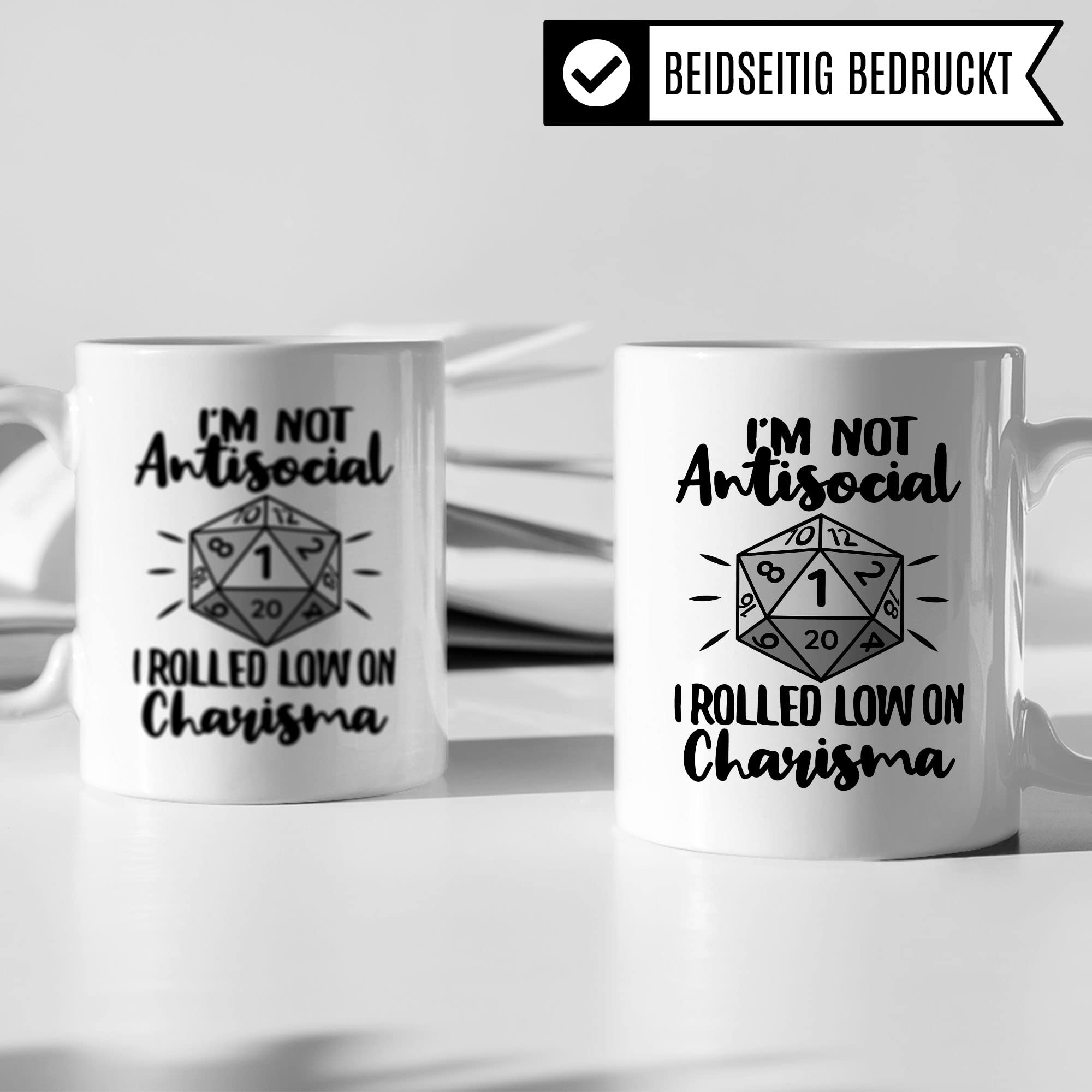 D&D Roleplay Tasse „Hüte Dich Vor Dem Lächeln Des Meisters“ – Mit D20 Motiv, 330 Ml | Spülmaschinenfest, Beidseitig Bedruckt