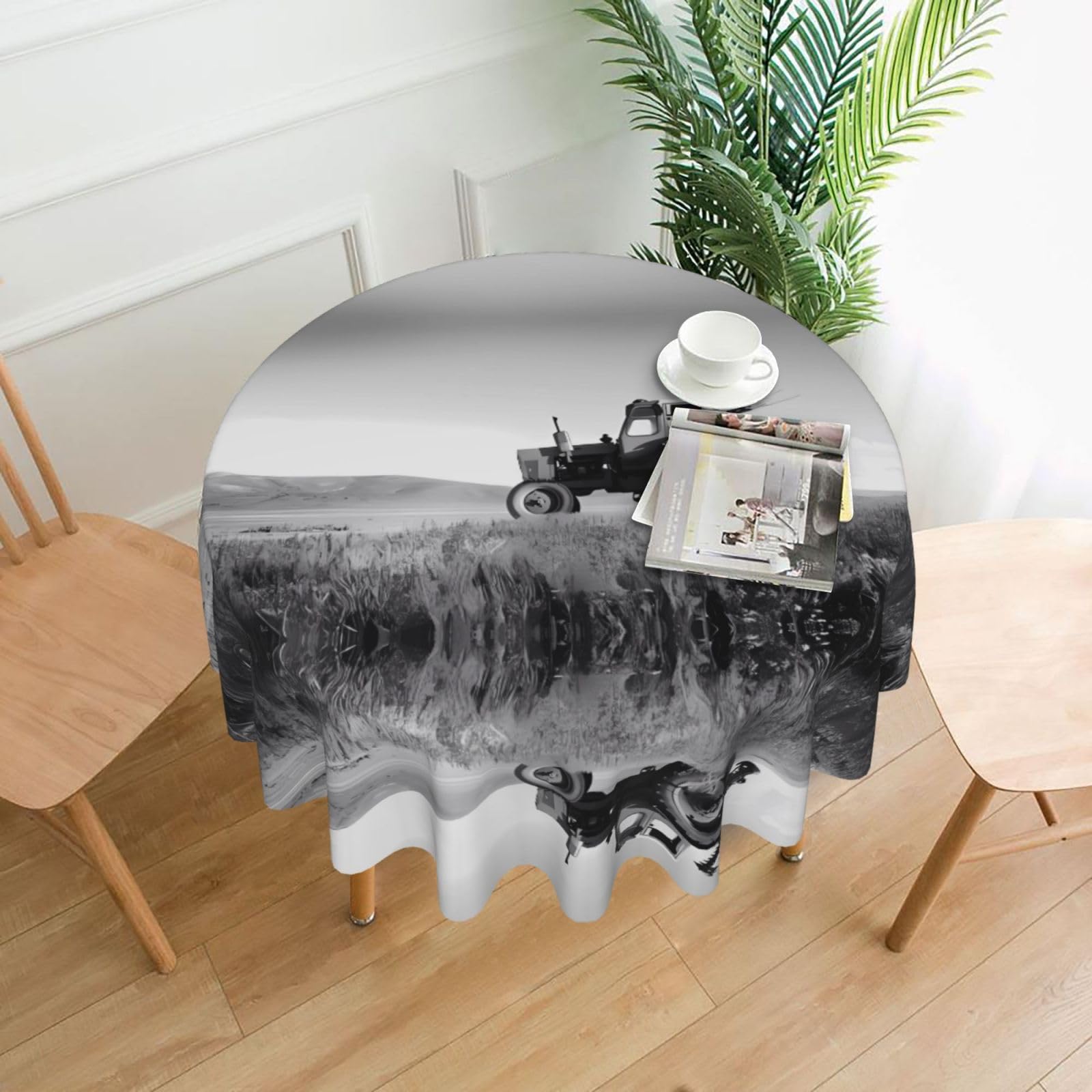 hhxvcv Tractor Agriculture Tranquil Round Tablecloth – Dining Table Cover
