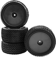 Vista 1 de Neumático de goma OD 88mm/3.46" delantero trasero y llantas de rueda de plástico con cubo de 12mm Hex compatibles con Redcat Tornado Shockwave HPI