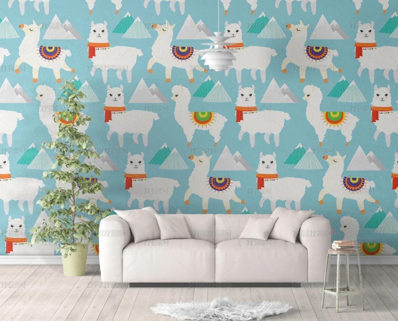 Papier peint alpaga bleu 45x600cm adhésif vinyle pour meuble et mur