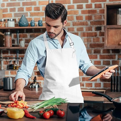 Miniatura 7 de 15 delantales para adultos a granel con bolsillos, delantal de chef ajustable para mujeres y hombres, pintura, cocina, manualidades (SL)
