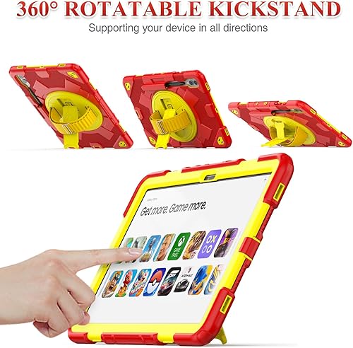 Miniatura 7 de SEYMAC stock Funda para Samsung Galaxy Tab S9 Plus de 12.4 pulgadas, diseño de malla a prueba de caídas con protector de pantalla correa de mano