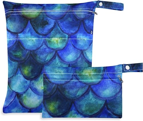 Miniatura 8 de visesunny 2 bolsas húmedas multicolor de mariposa con bolsillos con cremallera, lavable, reutilizable, espaciosa para viajes, playa, piscina,