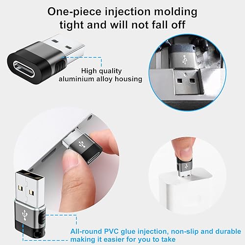 Miniatura 5 de BaseNew Paquete de 6 adaptadores USB a USB C, adaptador USB A a USB C, adaptador USB a USBC-C, adaptador USB C a USB, cargador USB a USB C,