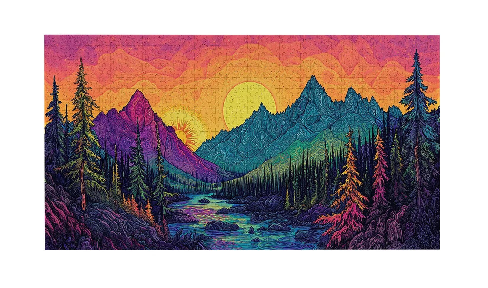 Kolorowe góry - Puzzle 900 sztuk dla dorosłych - Puzzle DIY, kreatywna rozrywka, sztuka nowoczesna, klasyczne puzzle dla dorosłych i młodzieży w wieku 12 lat, pomysł na prezent dla mężczyzn i kobiet