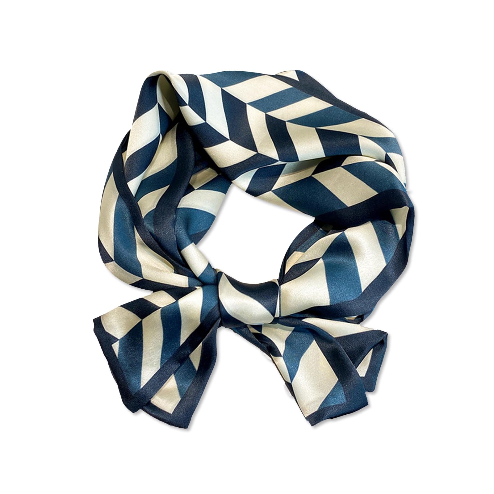 LumiSyne Women Skinny Silk Scarf Narrow Long Neckerchief Geometric Pattern Classic Retro Style Lightweight Scarves Decorative Neck Scarf Headdress Hairband Bandanas
