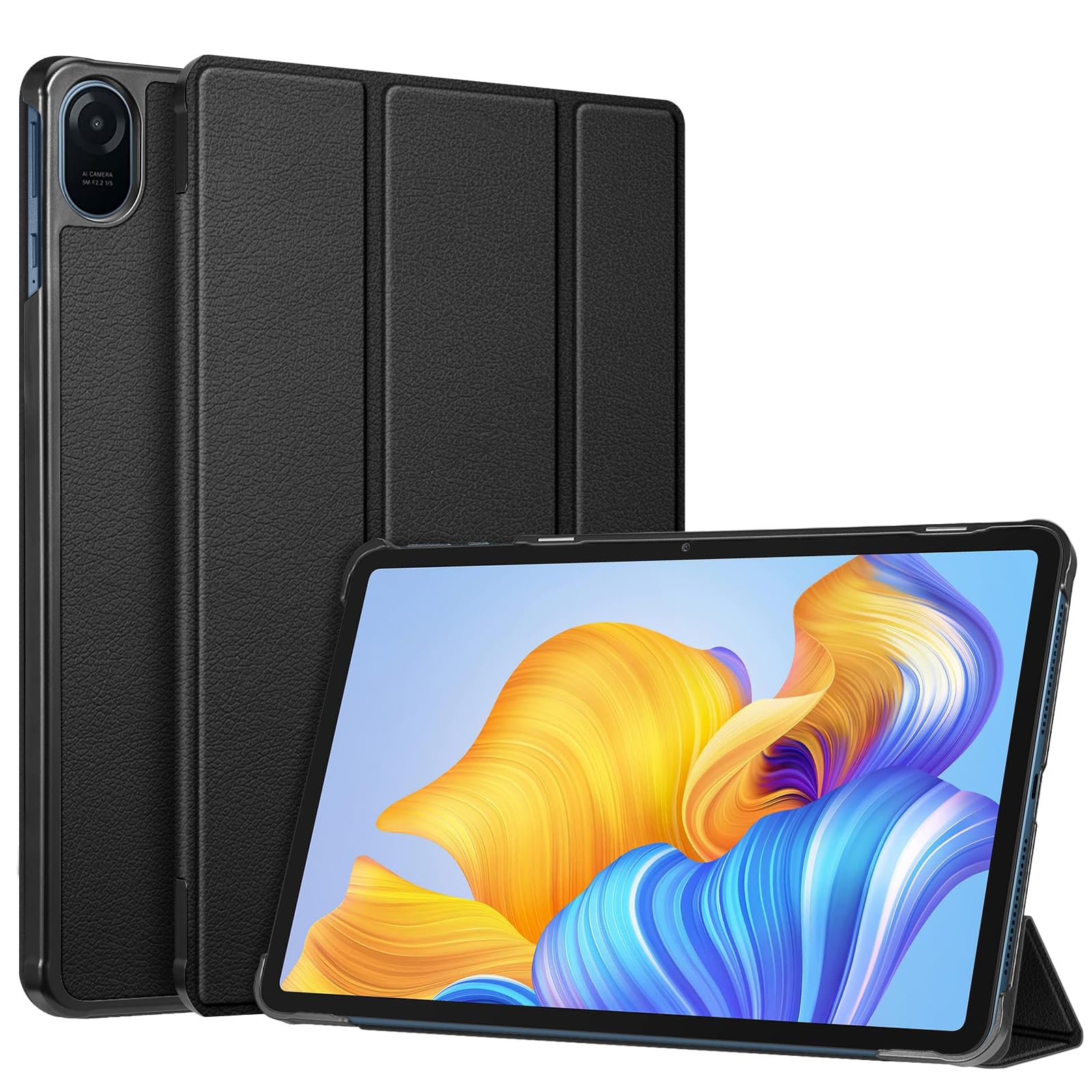 Drehbare Hülle Für Honor Pad 9 – 360° Rotations-Case Aus PU-Leder, Mit Ständerfunktion, Schwarz