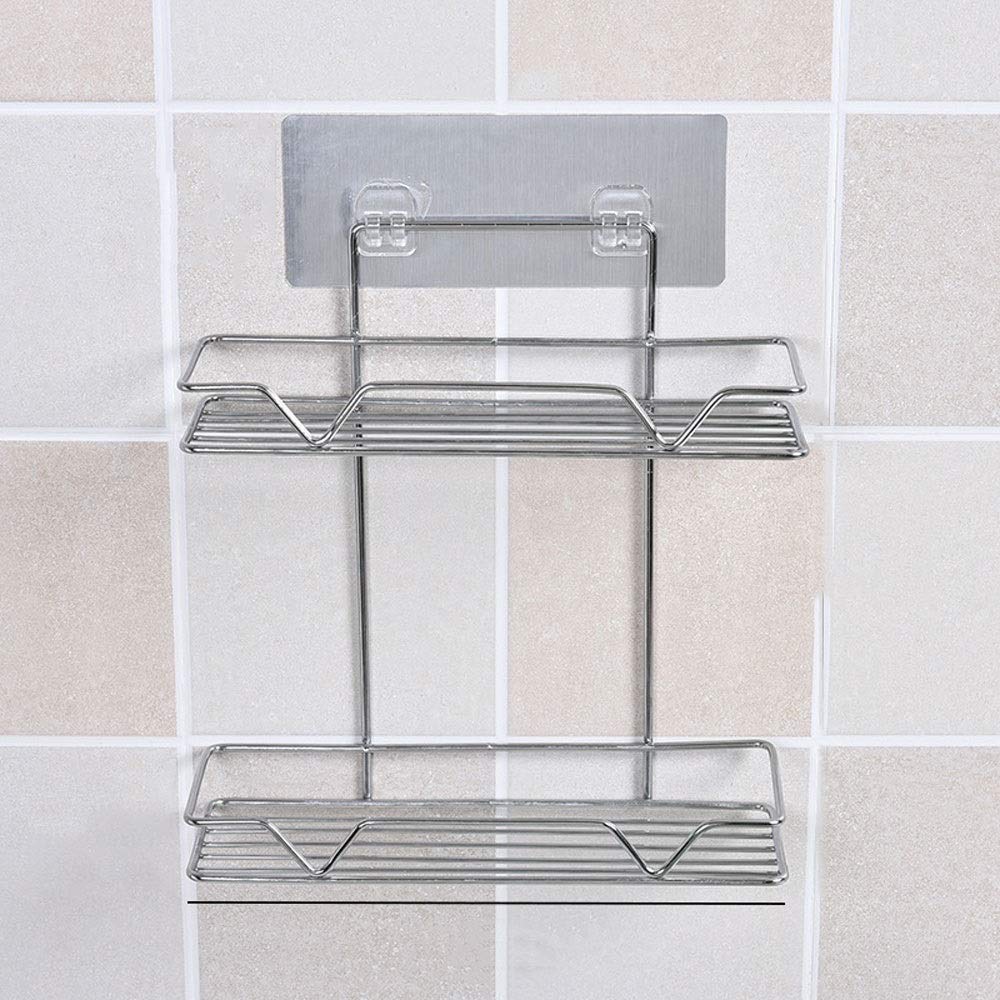 Adhesive Shower Caddy with a Hanger Bath Shelf Storage Combo Organizer Basket Kitchen Bathroom Accessories Storage Rack No
