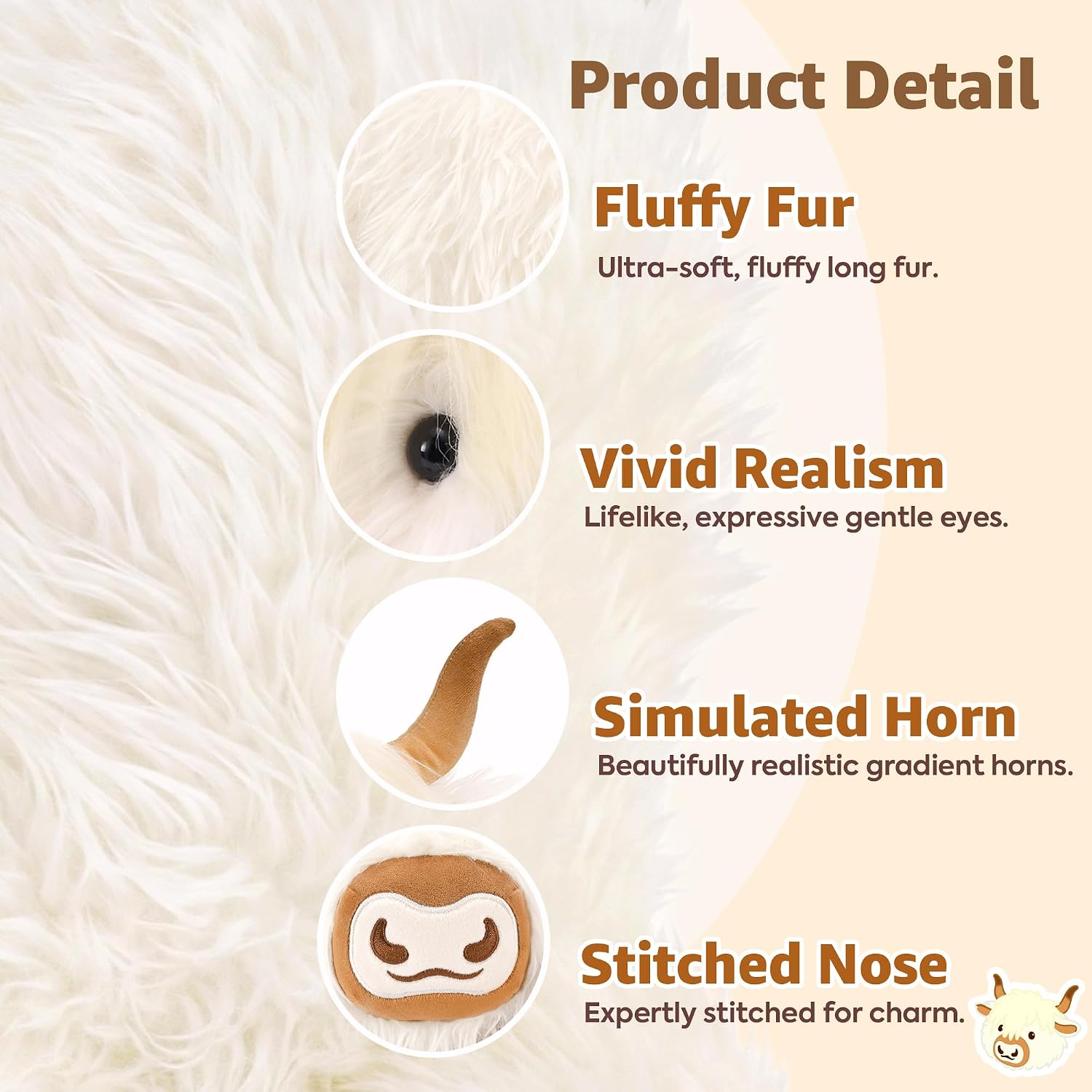 Onsoyours Original Heatable & Weighted Highland Cow Stuffed Animals, 3.7 Lbs Microwavable Plushies for Stress Relief - 20" Large Comfort Soft Plush Toys for Kids & Adults(White)