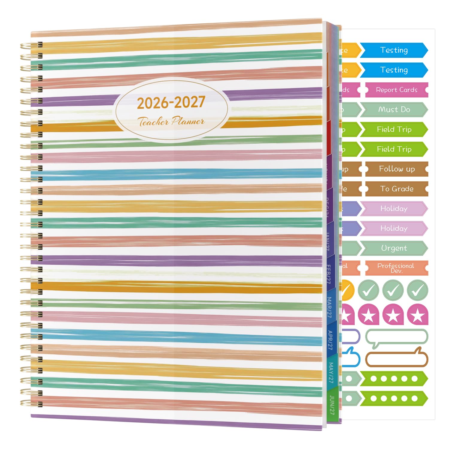 Teacher Planner 2026-2027 Academic Year, Academic Diary Teachers Lesson Planner Book Jul 2026 - Jun 2027, 8.5"x11" Weekly and Monthly Plan Book Organizers with Pocket Folder, Tabs - Classic