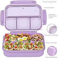 Vista 3 de Bento Box Adult Lunch Box, Lunch Containers for Kids Girls Boys with 4 Compartments, Lunchable Food Container with Utensils, Sauce Jar, Muffin