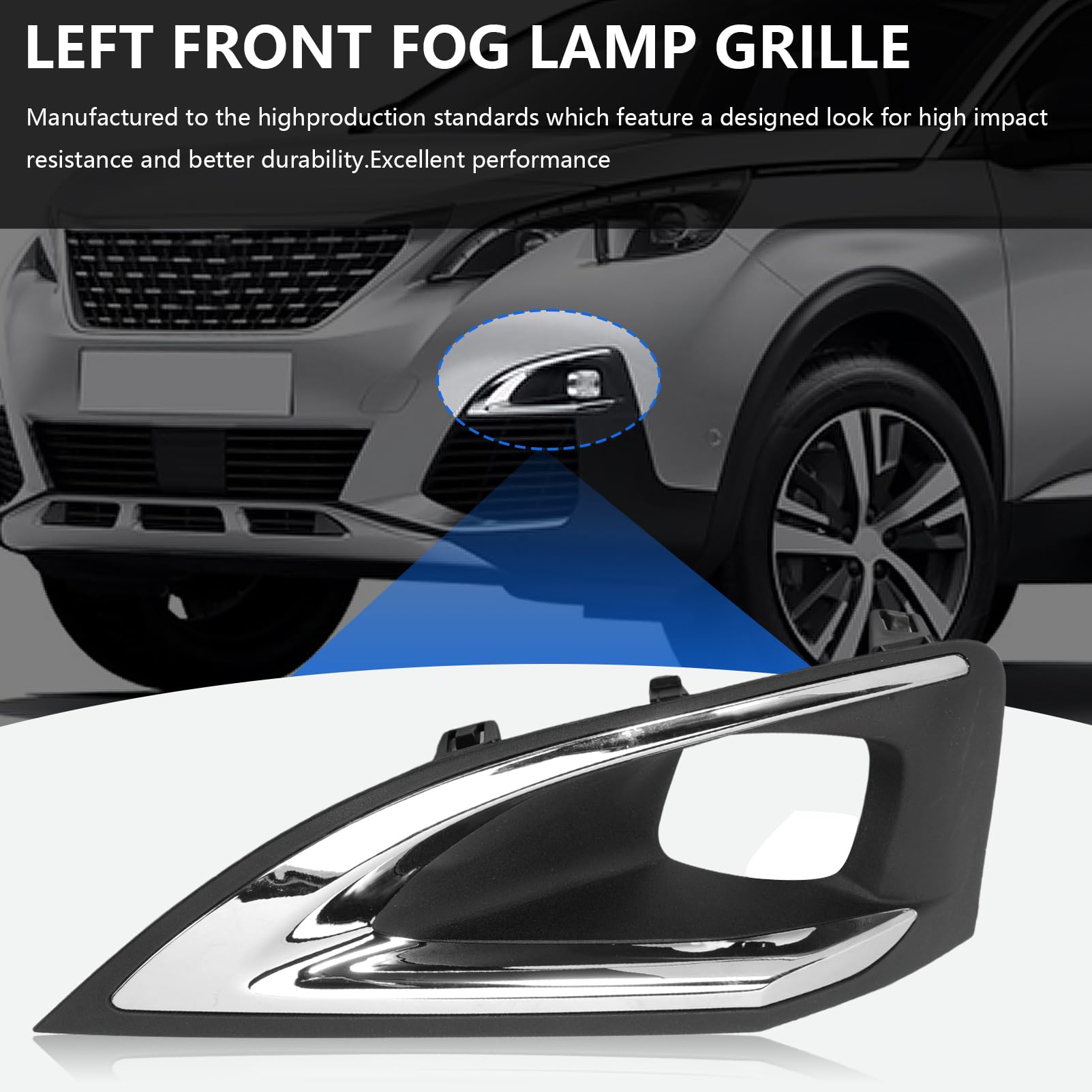 Izquierda cubierta del faro antiniebla for 3008 P84 2016-2019 Delantero Izquierdo Trim Marco 9817136677 1806095X