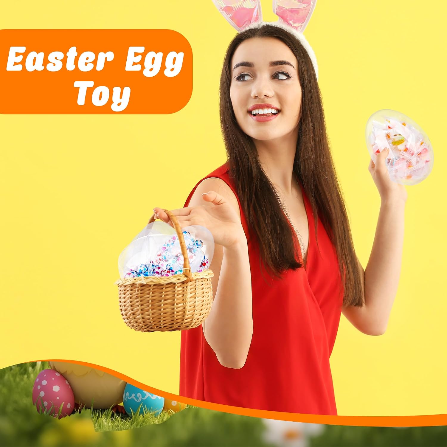 12 Pcs 5 Inches Large Clear Easter Eggs Fillable Plastic Easter Eggs Empty Transparent Eggs for Easter Egg Hunt Basket Stuffers