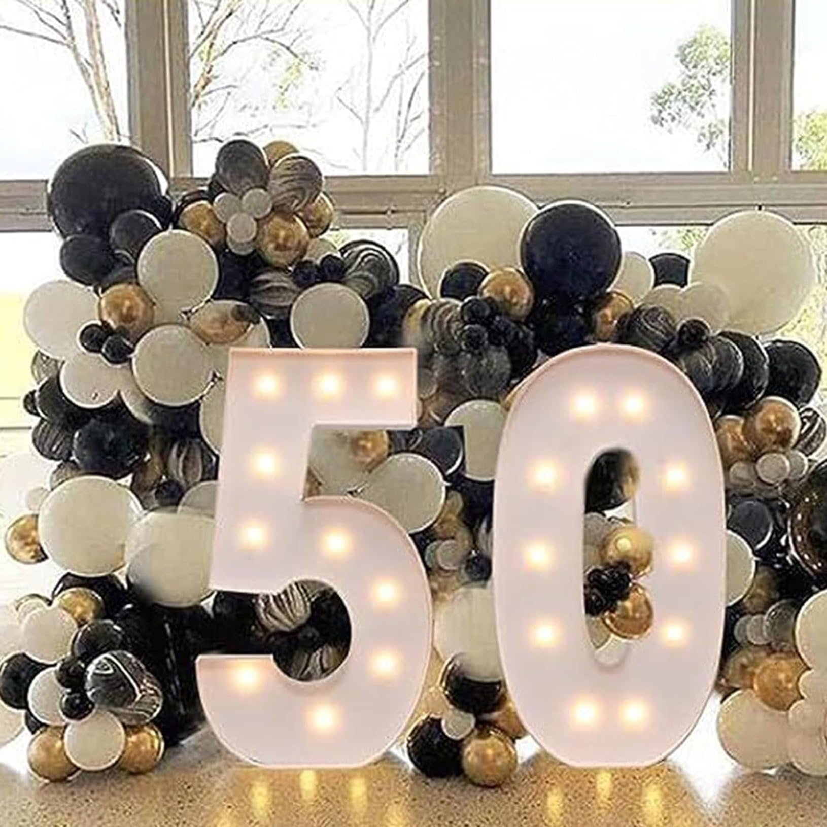 Numero LED Luminoso 100cm Per Decorazioni Festa - Kit Fai Da Te In Pannello Schiuma Per Compleanno, Laurea, Matrimonio - Luce Calda - 6