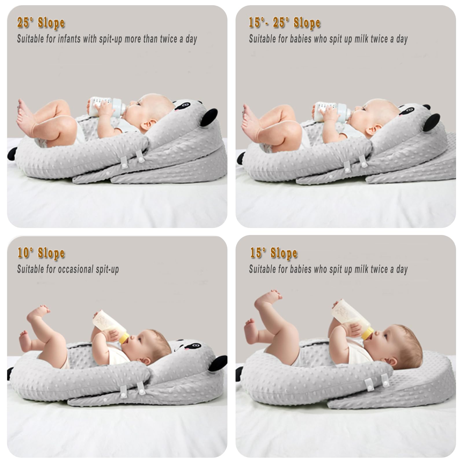 Stillkissen Stillkissenbezug, Stillkissen für Baby, Ergonomisches Still- und Lagerungskissen, Anti-Reflux & Spuckschutz für Neugeborene,Atmungsaktiv & Waschbar (02)