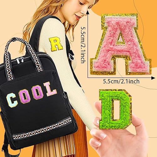 Miniatura 2 de 52 parches de letras de chenilla, parches de letras de felpilla autoadhesivas de 2 pulgadas de la A a la Z, para planchar, para mochilas, hechas a