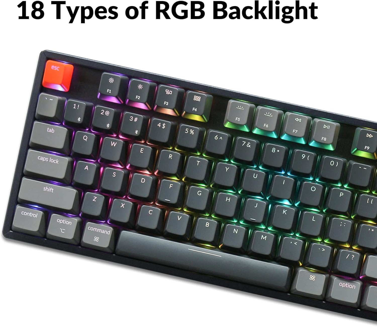 Keychron K8 Tenkeyless Layout RGB Hot-swappable Bluetooth Wireless Mechanical Keyboard with Gateron Optical Blue Switch, Multitasking, Type-C Wired Computer Keyboard for Mac Windows, Aluminum Frame