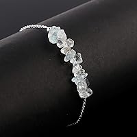 Vista 3 de TGH Pulsera de barra de chips naturales, cristal curativo, pulsera de cuentas crudas chapada en plata, cadena ajustable de 7 + 1 pulgada, regalo