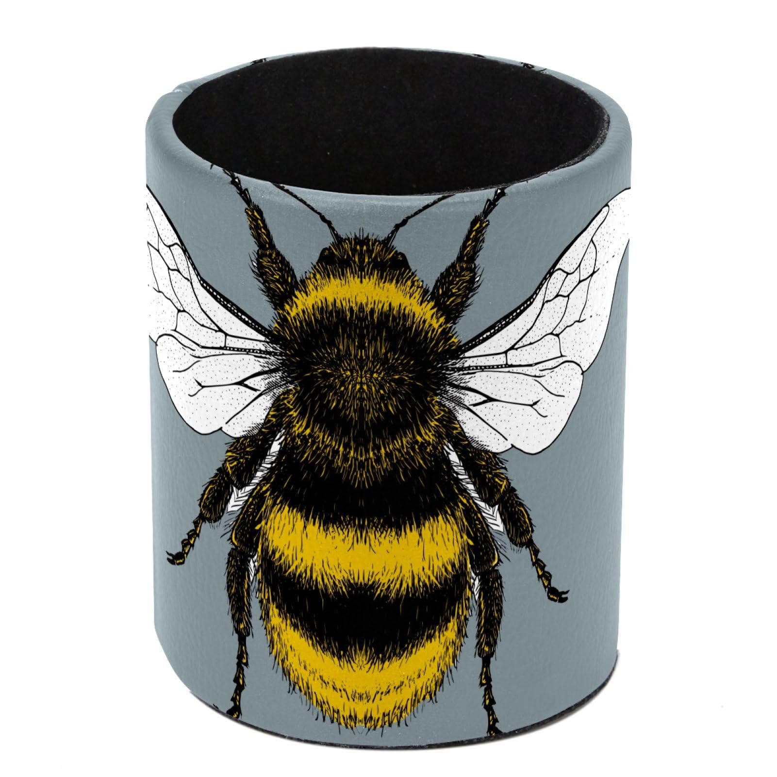 Luoweisi Bee Pen Holder for Desk, Leather Pen Pot, Desk Pencil Holder Round Makeup Organiser Home Office School Suppliers