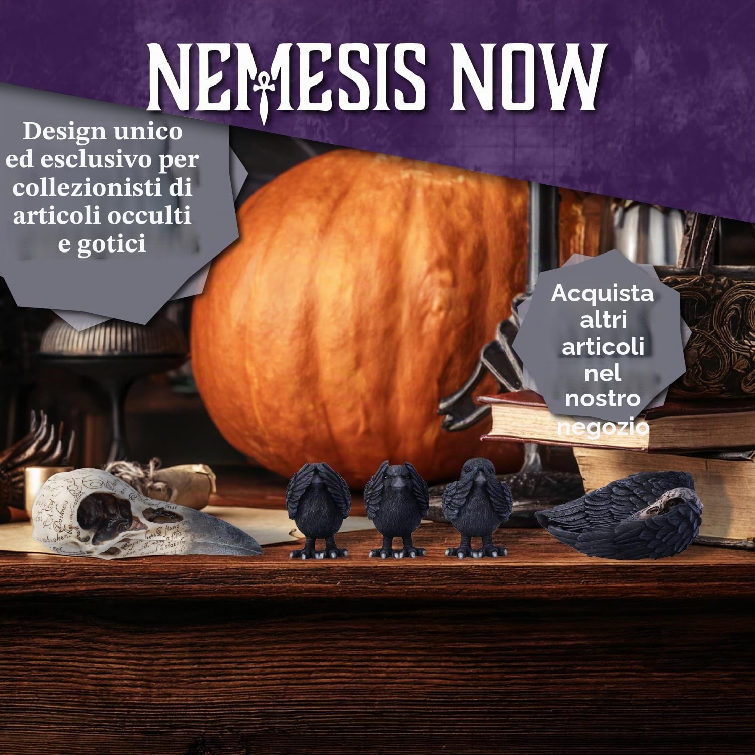 Nemesis Now Edgar's Raven Non Specificato Articoli Decorativi nero/beige poliresina