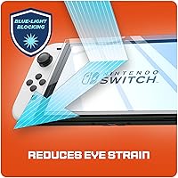 Vista 5 de magglass Protector de pantalla de luz azul para Nintendo Switch OLED, vidrio templado antibloqueo de luz azul para reducir la fatiga ocular