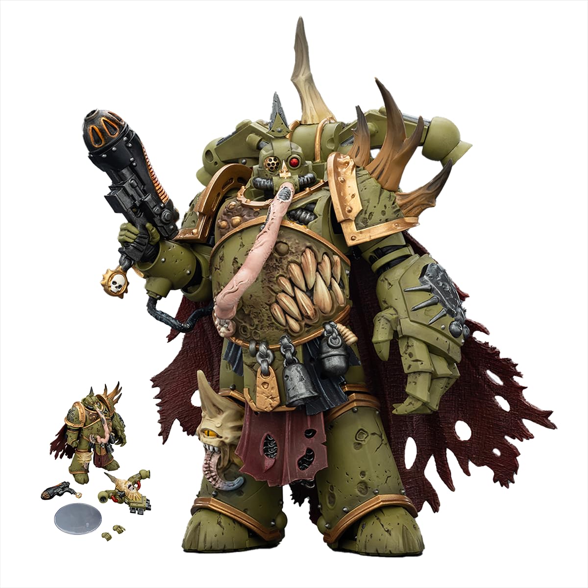 JOYTOY Warhammer 40K Death Guard Plague Marine Champion with Plasma Pistol and Power Fist Action Figures Collectible Model Birthday Gifts JT03592-4.8inch