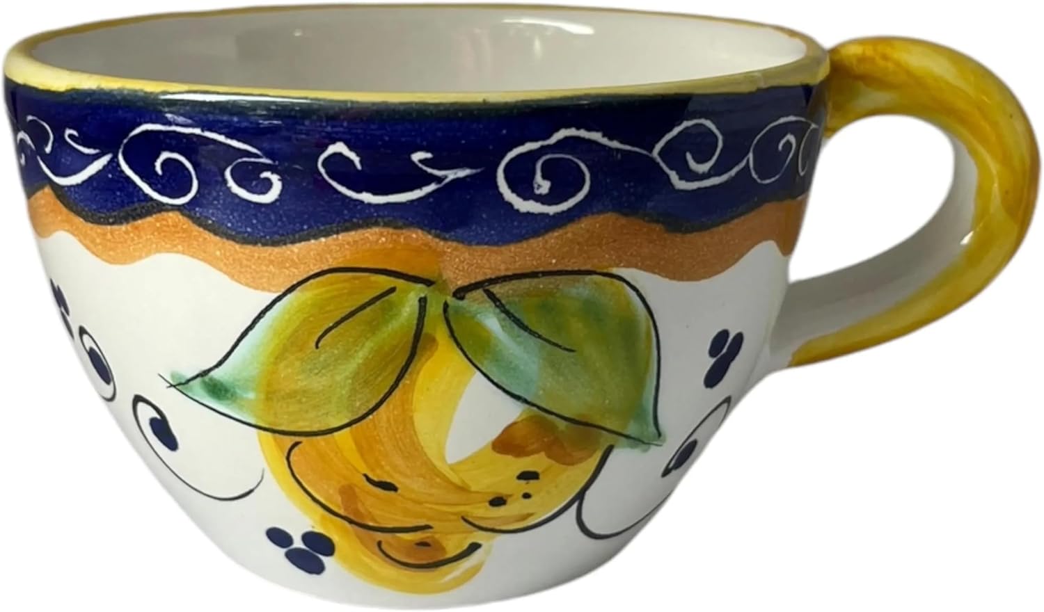 Handmade Italian Cappuccino Cup with Lemon Design - Elegant Ceramic 8 oz Mugs for Coffee, Tea, and Espresso - Unique Gift Idea, Perfect for Kitchen & Dining