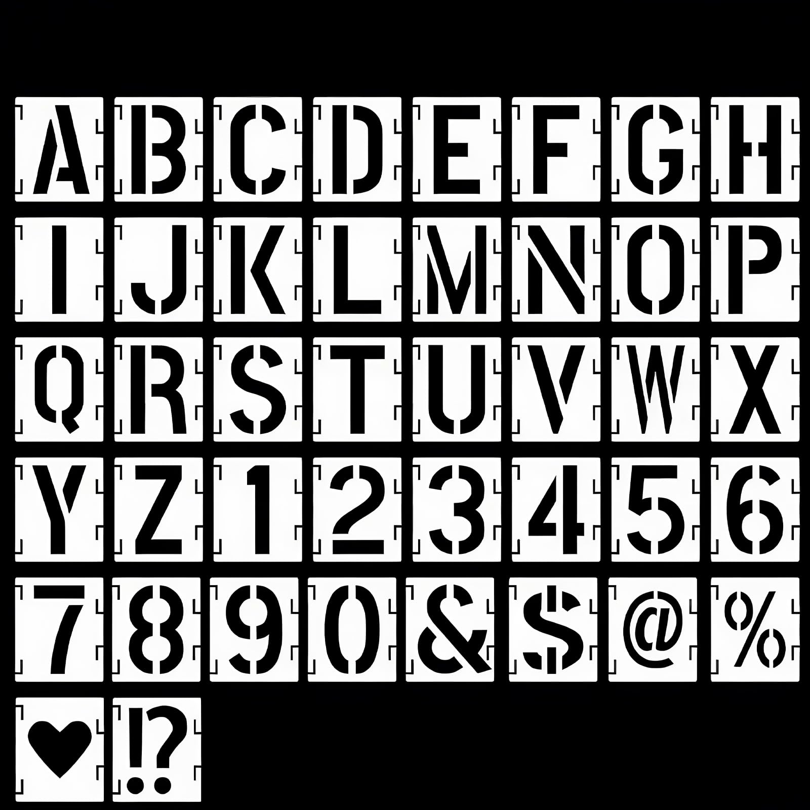 DOETYD 42 Pcs Stencils Letters and Numbers Kit, Reusable Large Letter Stencils, Interlocking Alphabet Stencil for Painting on Wood Wall Fabric Rock DIY Art Projects (6INCH)
