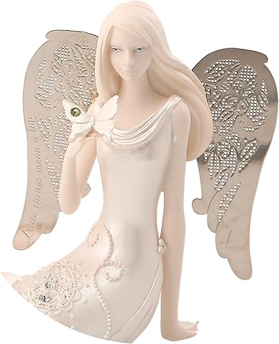 Miniatura 11 de Pavilion Gift Company Little Things Mean A Lot - Figura mensual de ángel de agosto, 3-12 pulgadas, incluye piedras preciosas en mariposa, plata