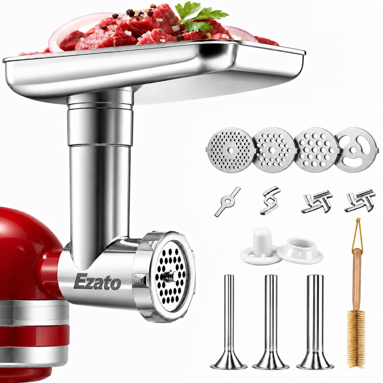 Stainless Steel Meat Grinder Attachment for KitchenAid Stand Mixers