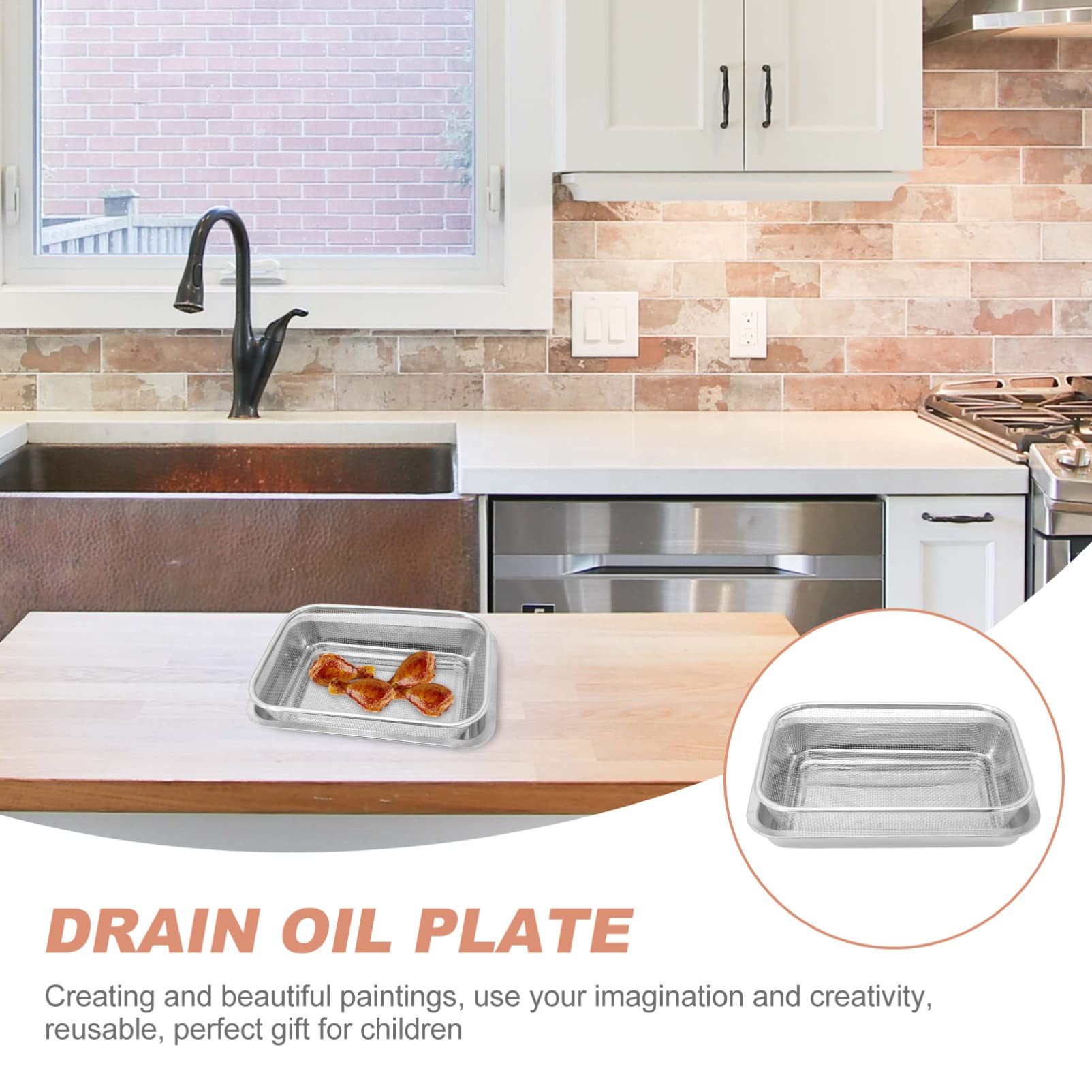 Abaodam 2ensembles Panier à Friture Acier Inoxydable Refroidissement Amovible pour Cuisson Et Égouttage des Aliments Utilisation Cuisine Et Restauration
