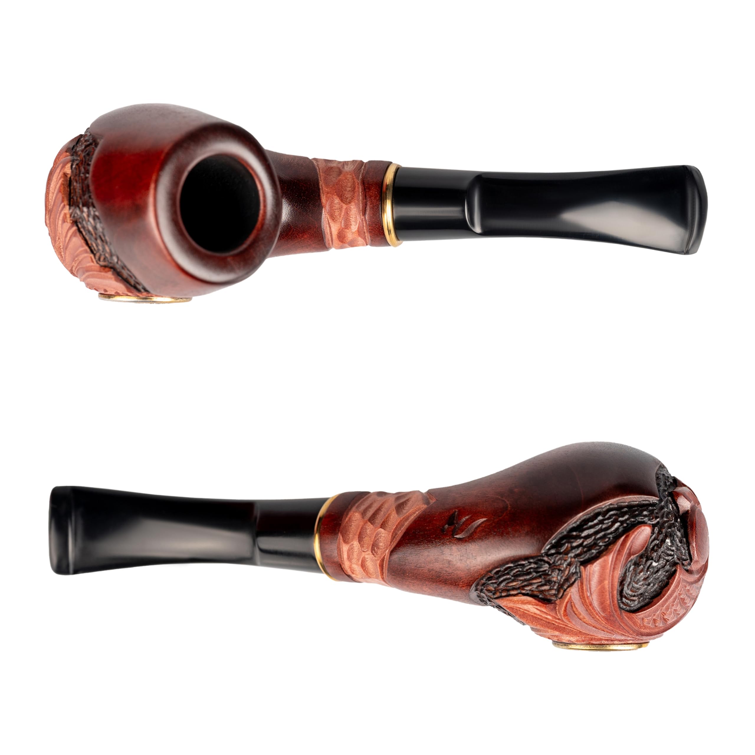 Dr. Watson - Drewniana Fajka Tytoniowa, Seria Kolekcjonerska, Ręcznie Rzeźbiona, Pasuje do filtra 9mm (Kotwica, Metal)