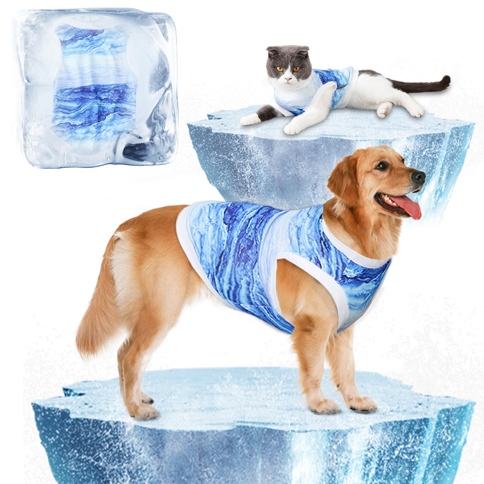 Giubbotto di Raffreddamento per Cani, shallyong Maglietta Cane, Cappottino Cane Taglia Piccola, Cappotto Cani, Gilet per Animali Domestici, Anti Calore Camminata All'Aperto (M)