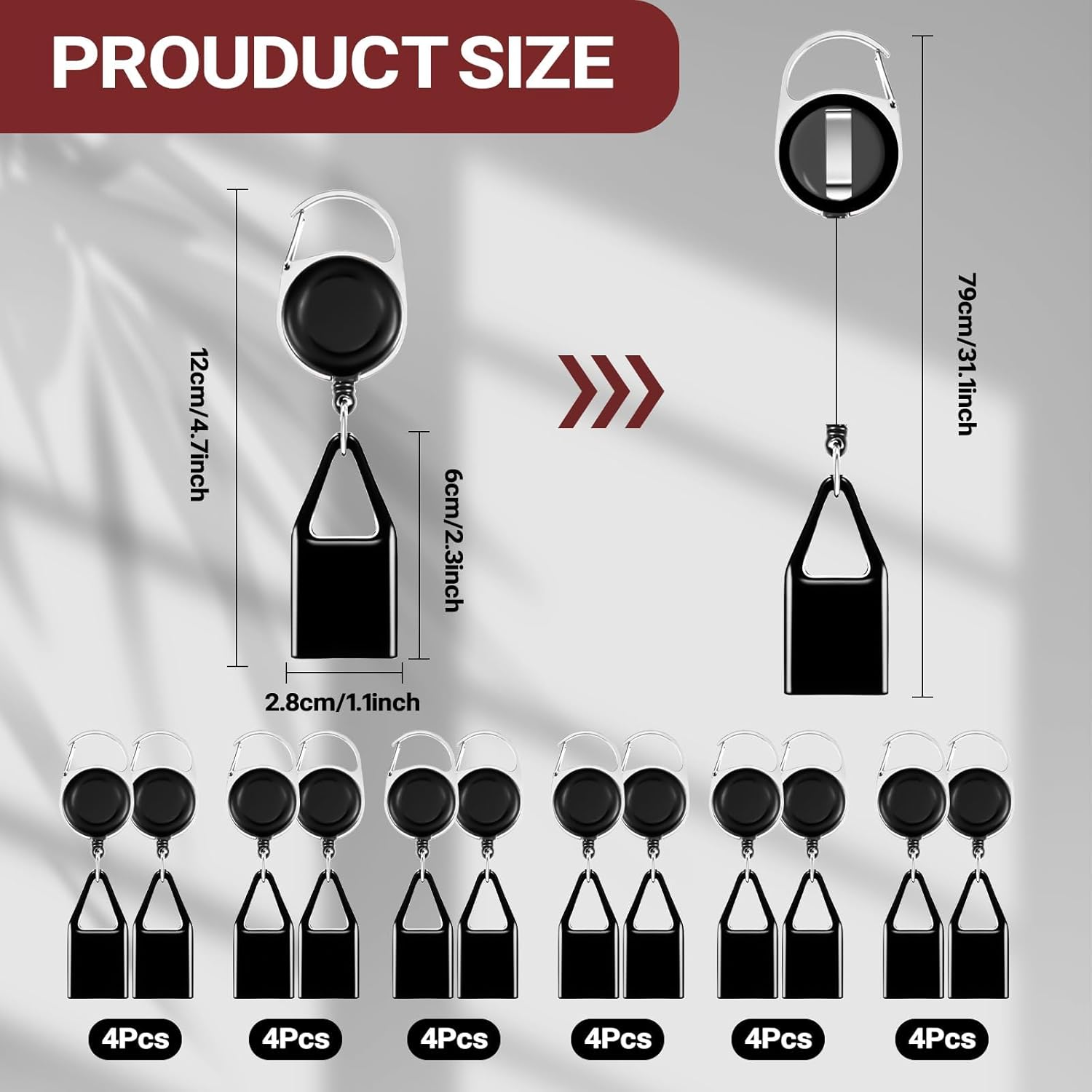 24 PCS Retractable Lighter Leash Holder Keychain Lighter Leash with Clip for Convenience