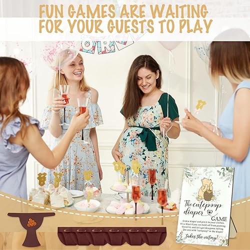 Miniatura 6 de The Cutepoop Diaper Baby Shower Juegos para niños y niñas, recuerdo de fiesta de baby shower, letrero de madera para baby shower con bonitos pañales