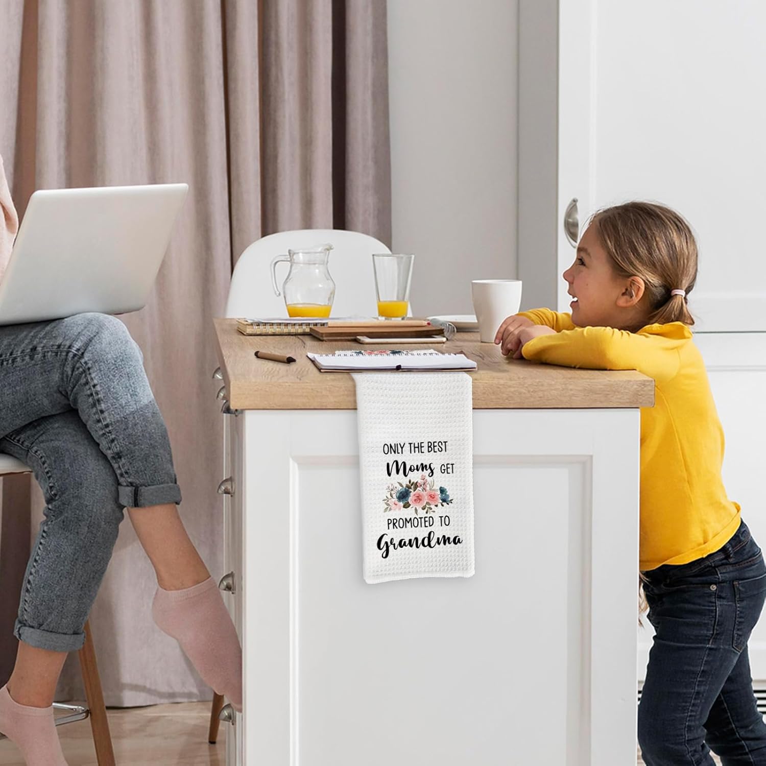 First Time Grandma Gifts Kitchen Towels, New Grandma Gifts Dish Towels, Pregnancy Announcement for Grandma, Best Moms Get Promoted to Grandma Hand Tea Towels for Bathroom Kitchen, 16x24 Inch - Image 4