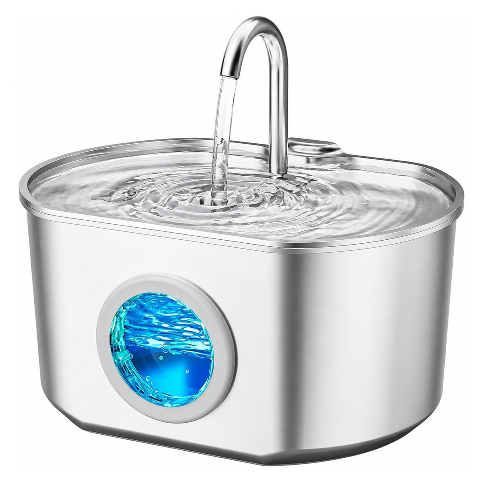 Fuente de Agua para Mascotas, Fuente De Agua para Gatos Acero Inoxidable 73 Oz/2,2 L