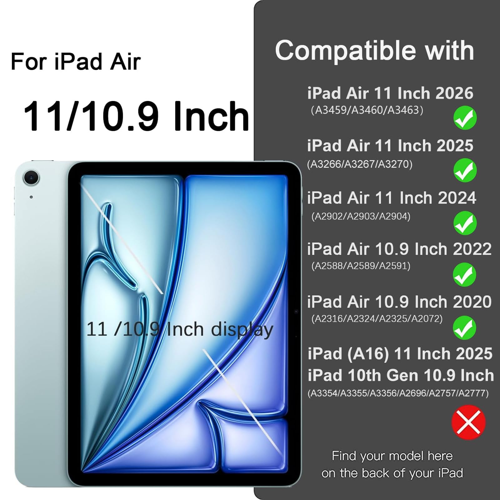 Akkerds for iPad Air 11 Inch Case M4/M3/M2, Air 5th/4th Gen 10.9, Sky Blue — Amazon image 2