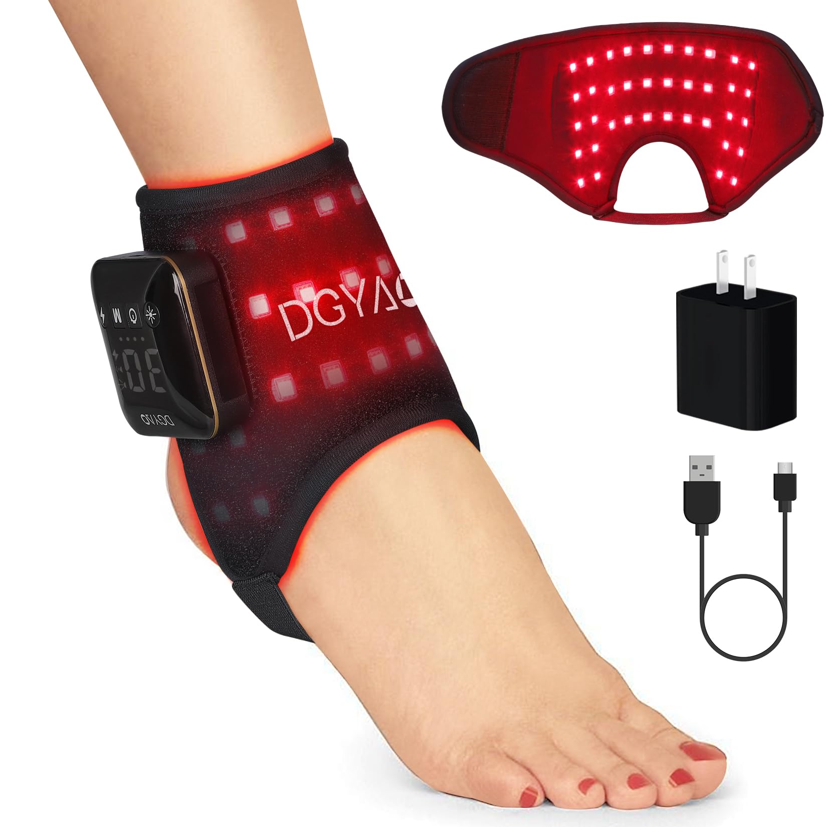 DGXINJUN Cordless Red Light Therapy for Ankle Wrist Portable Near Infrared Light Therapy Pain Relief Wrap Rechargeable Devices
