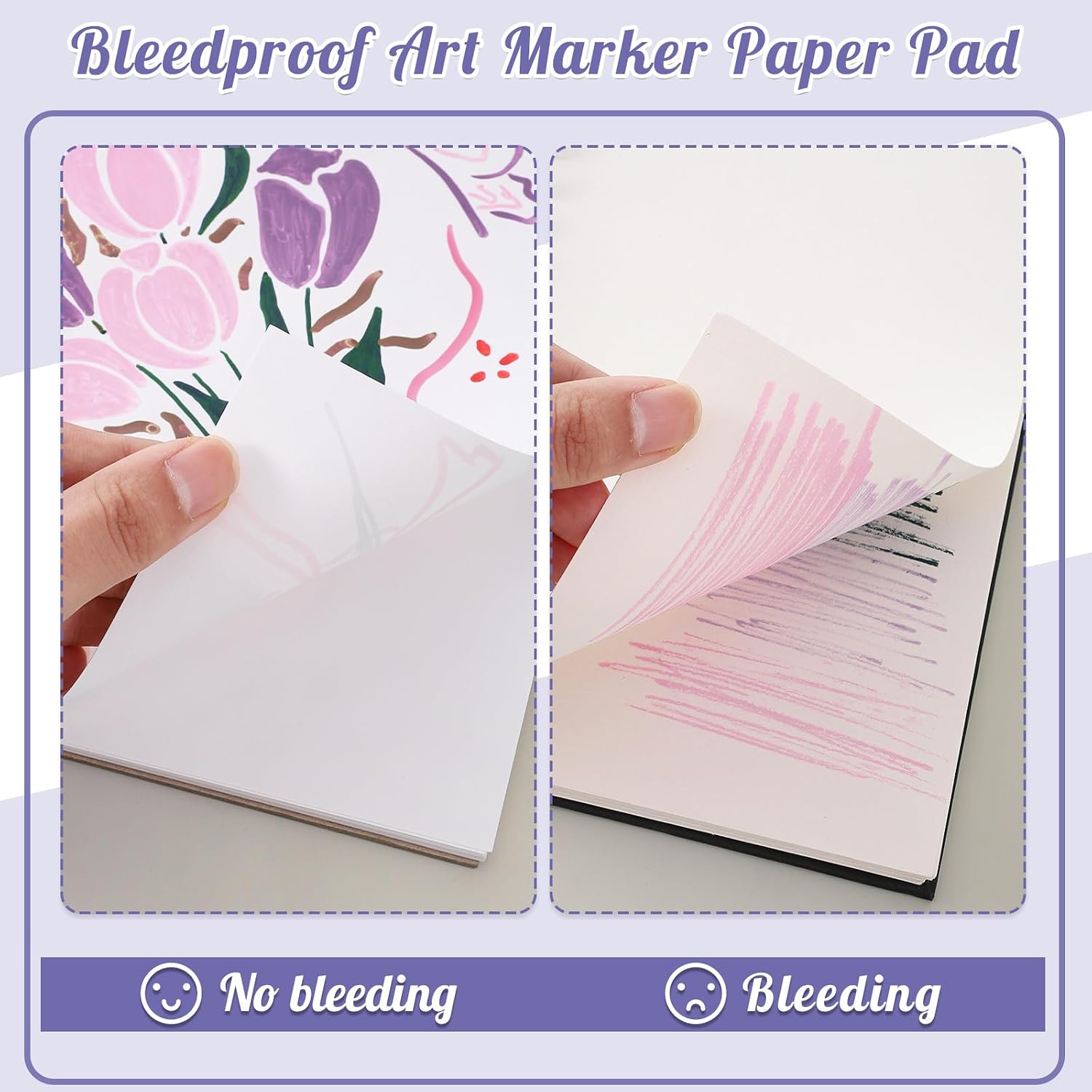 Marker Paper Pad 50 Sheets, 7.6×10 Inch Bleedproof Art Sketch Pad, 73lb/120gsm Drawing Paper Spiral Sketch Book, Alcohol Marker Paper Painting Coloring Paper for Beginners, Artists, Gift