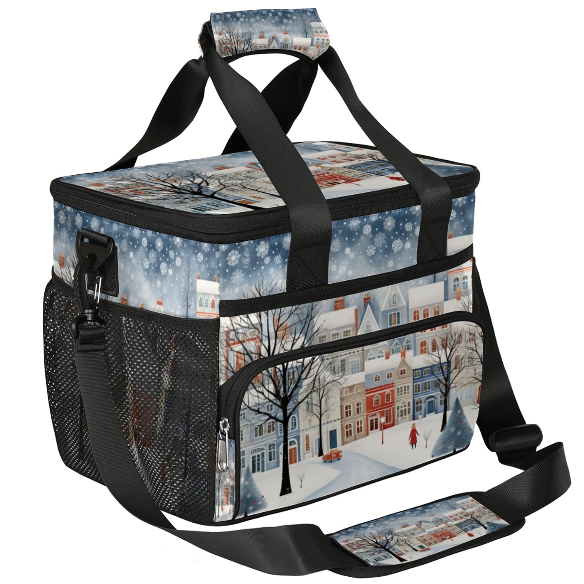 Insulated Picnic Backpack Lunch Box for Women Men Picnic Basket Tote Lunch Bag Picnic Bag Portable Lunch Bags for Picnic, Beach, Work, Trip,Office, Camp Snow Winter Landscape