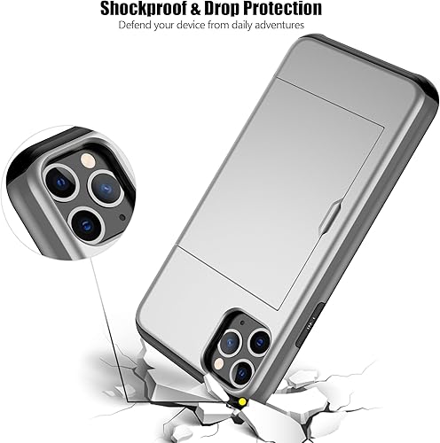 Miniatura 5 de Nvollnoe Funda para iPhone 11 Pro Max con tarjetero resistente de protección de doble capa a prueba de golpes, ranura para tarjetas oculta, funda