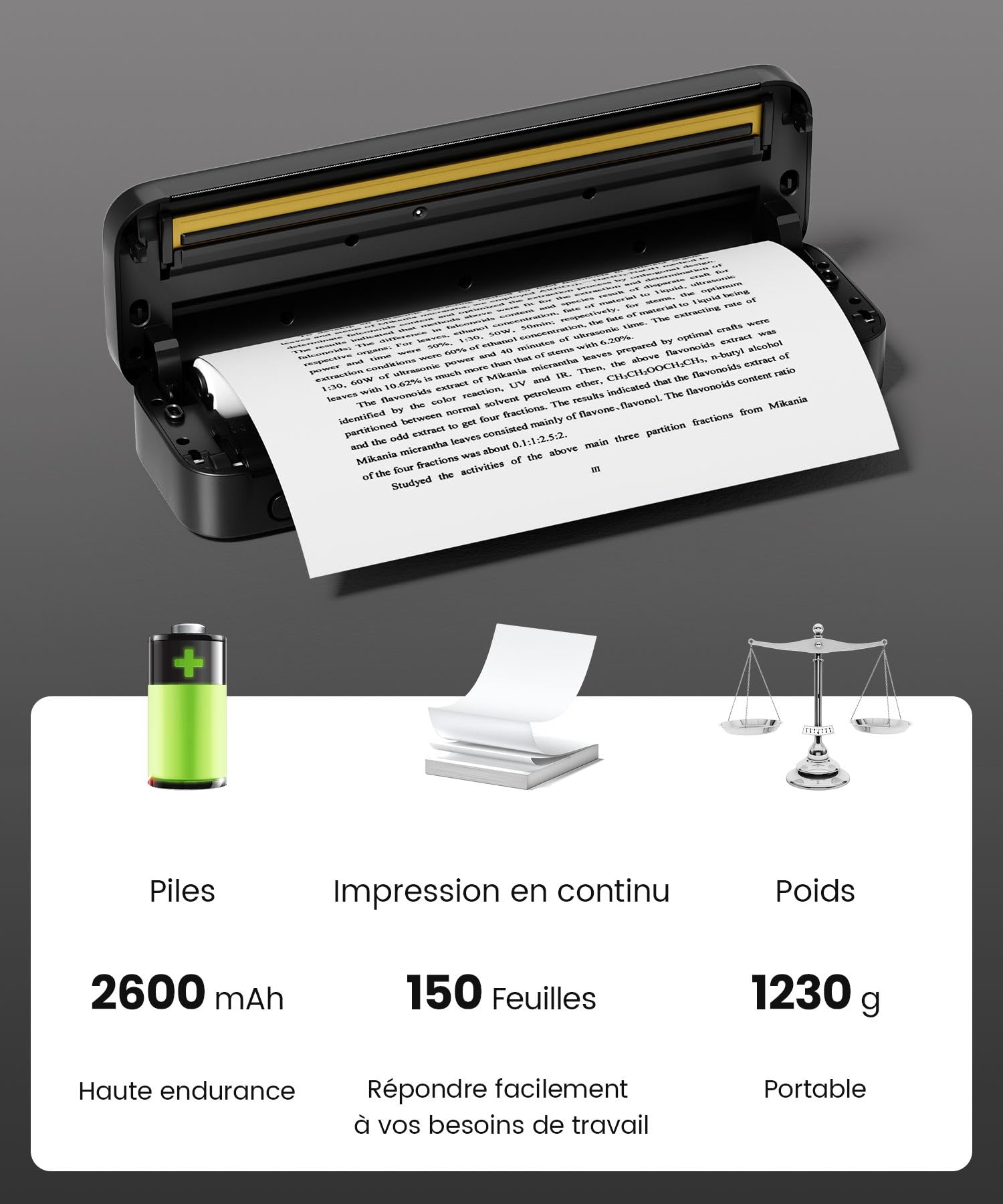 Phomemo M832 Imprimante Thermique A4 Portable Sans Encre Bluetooth avec Mallette de Transport et Papier Thermique, Noir